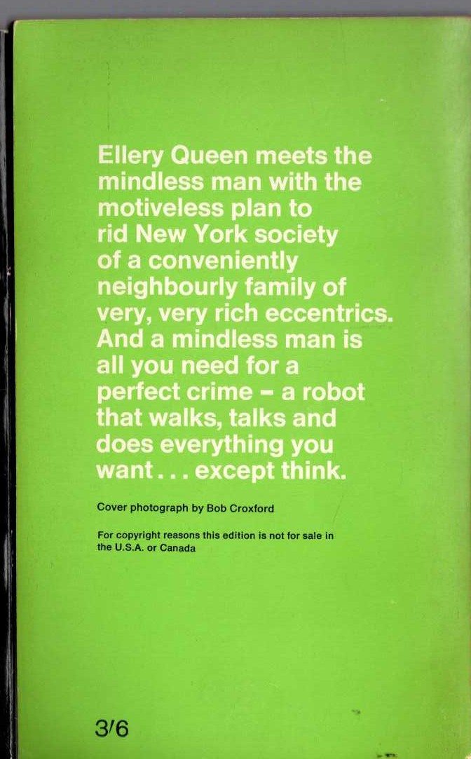 Ellery Queen  THE PLAYER OF THE OTHER SIDE magnified rear book cover image