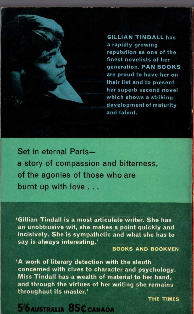 Gillian Tindall  THE WATER AND THE SOUND magnified rear book cover image