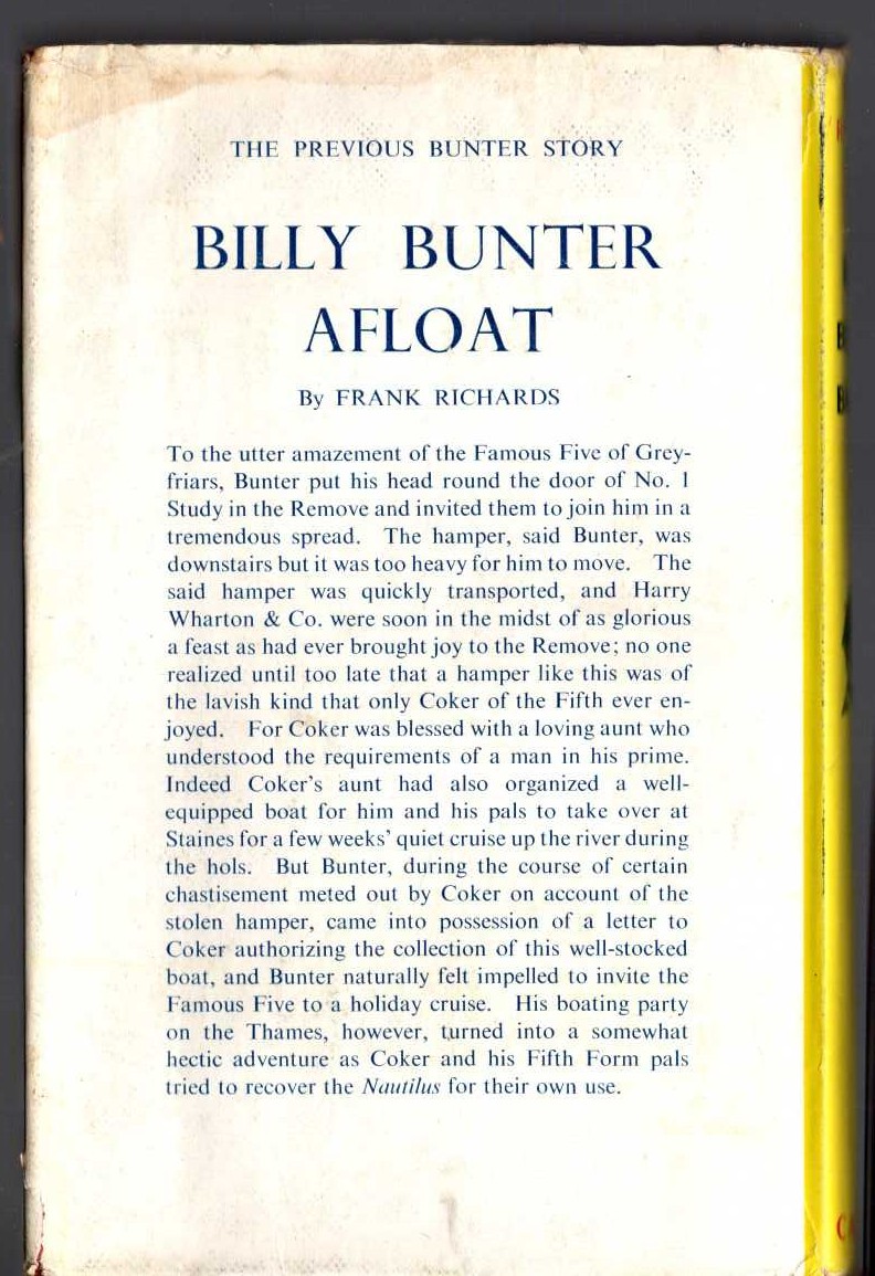 BILLY BUNTER'S BARGAIN magnified rear book cover image