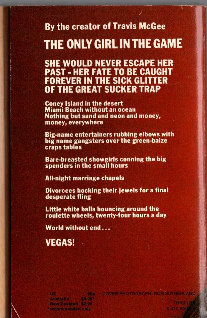 John D. MacDonald  THE ONLY GIRL IN THE GAME magnified rear book cover image