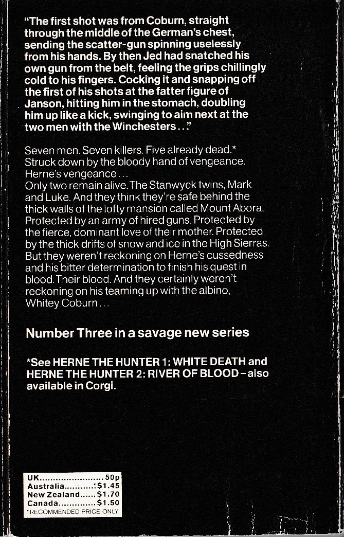 John McLaglen  HERNE THE HUNTER 3: THE BLACK WIDOW magnified rear book cover image