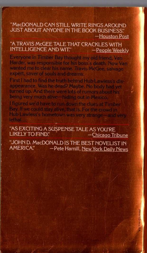 John D. MacDonald  THE EMPTY COPPER SEA magnified rear book cover image