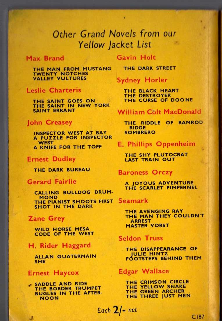 John Creasey  THE TOFF GOES GAY magnified rear book cover image