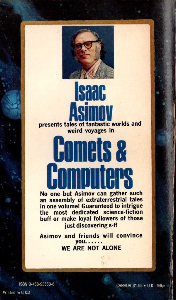 Isaac Asimov (Edits) COMETS & COMPUTERS magnified rear book cover image