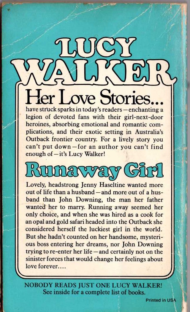 Lucy Walker  RUNAWAY GIRL magnified rear book cover image