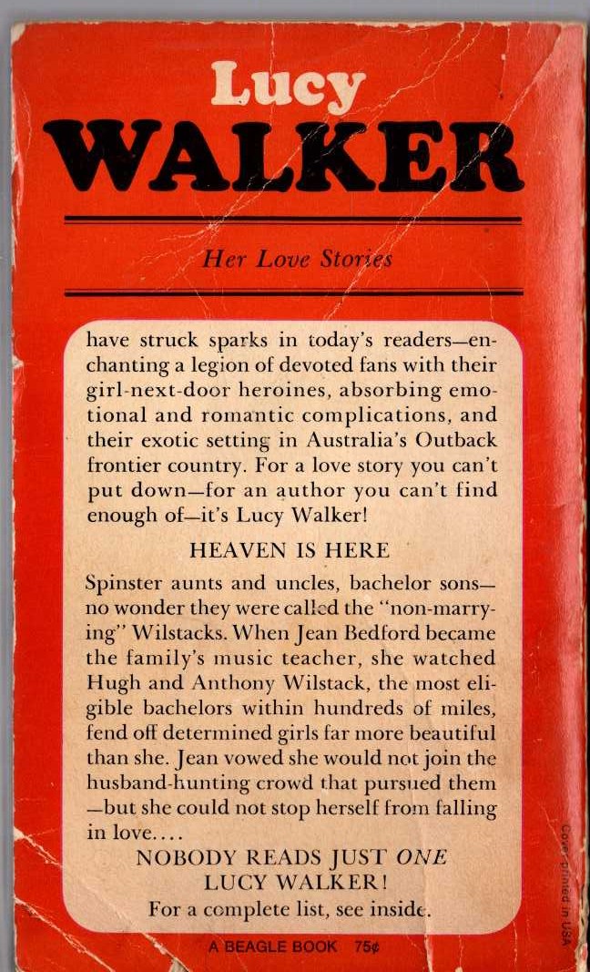 Lucy Walker  HEAVEN IS HERE magnified rear book cover image
