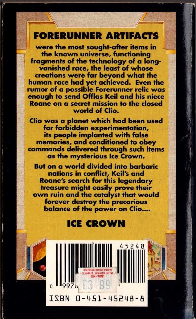 Andre Norton  ICE CROWN magnified rear book cover image