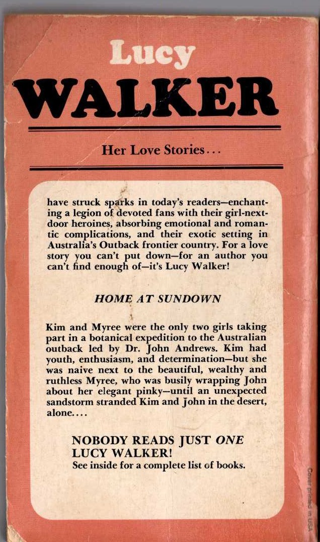 Lucy Walker  HOME AT SUNDOWN magnified rear book cover image