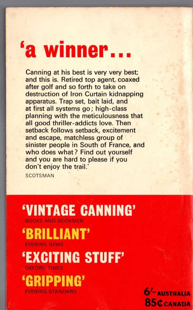 Victor Canning  THE LIMBO LINE magnified rear book cover image