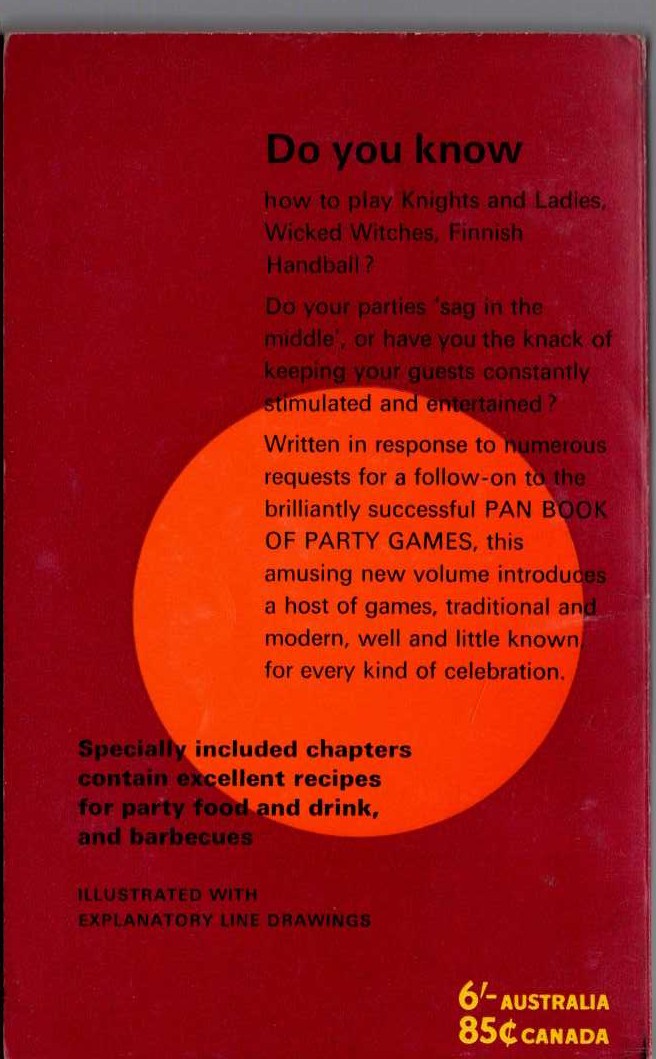 Joseph Edmundson  THE SECOND PAN BOOK OF PARTY GAMES magnified rear book cover image