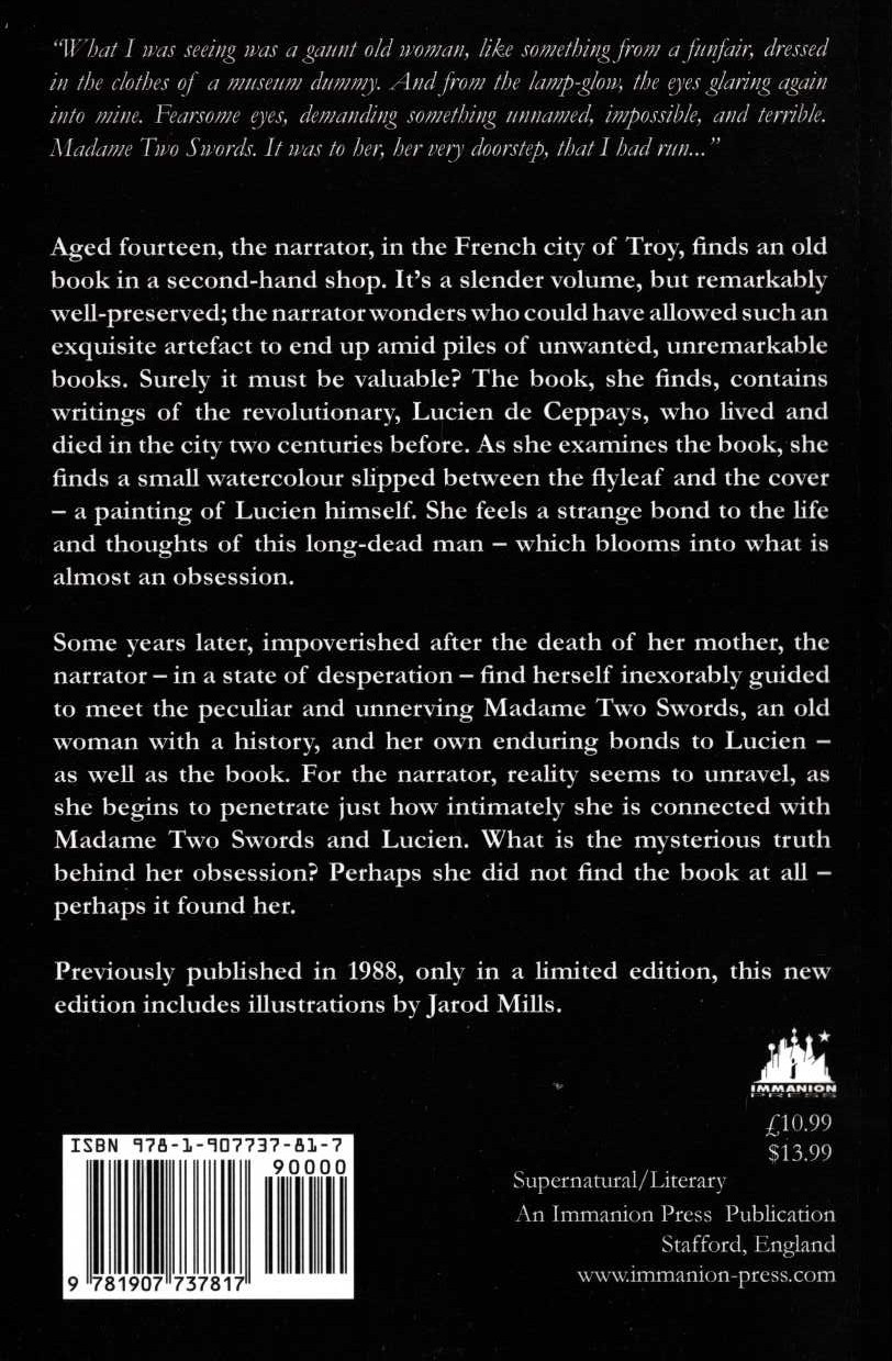 Tanith Lee  MADAME TWO SWORDS magnified rear book cover image