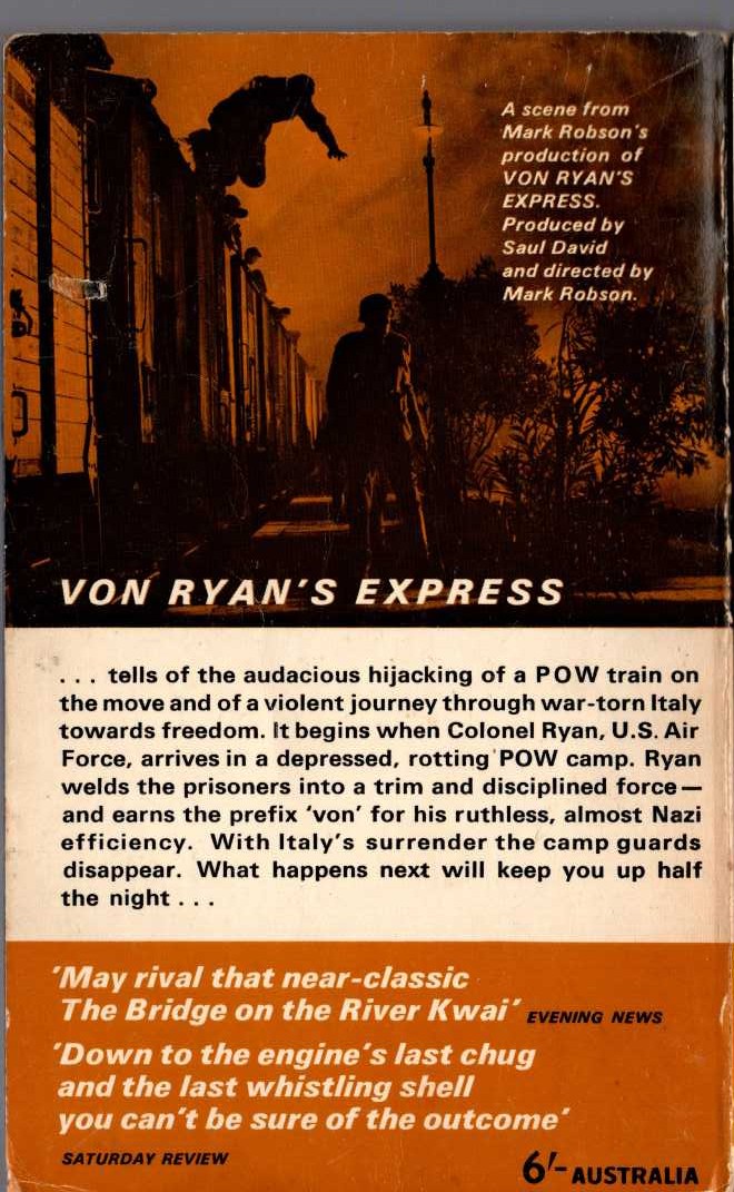 David Westheimer  VON RYAN'S EXPRESS (Film tie-in) magnified rear book cover image