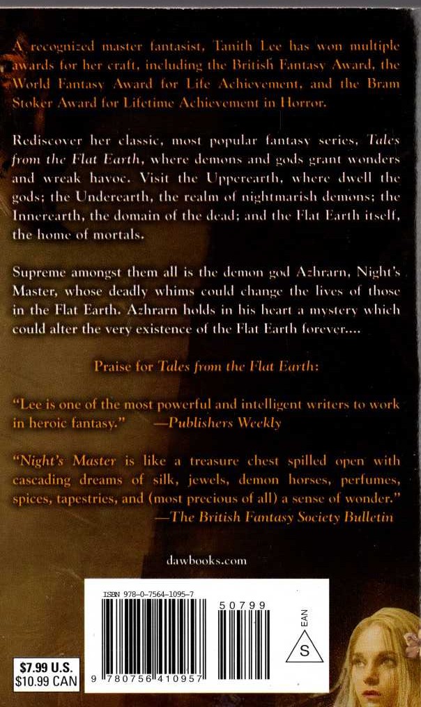 Tanith Lee  NIGHT'S MASTER magnified rear book cover image