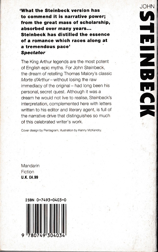 John Steinbeck  THE ACTS OF KING ARTHUR & HIS NOBLE KNIGHTS magnified rear book cover image