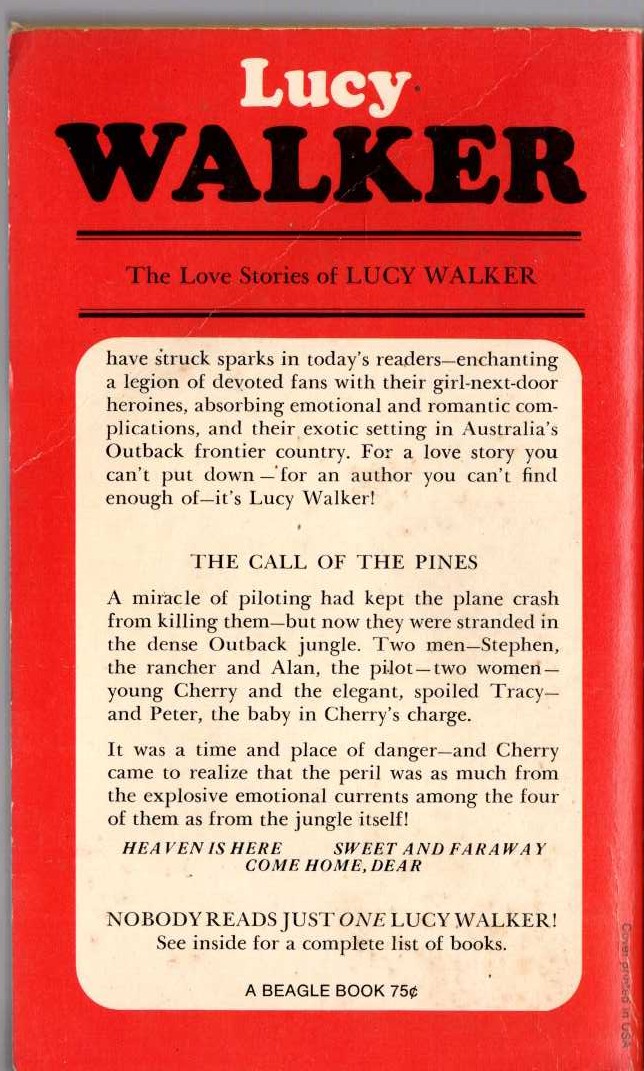 Lucy Walker  THE CALL OF THE PINES magnified rear book cover image