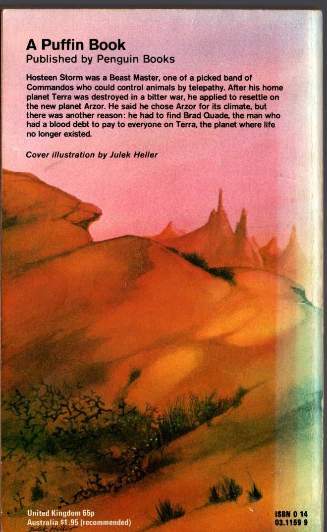 Andre Norton  THE BEAST MASTER (Juvenile) magnified rear book cover image