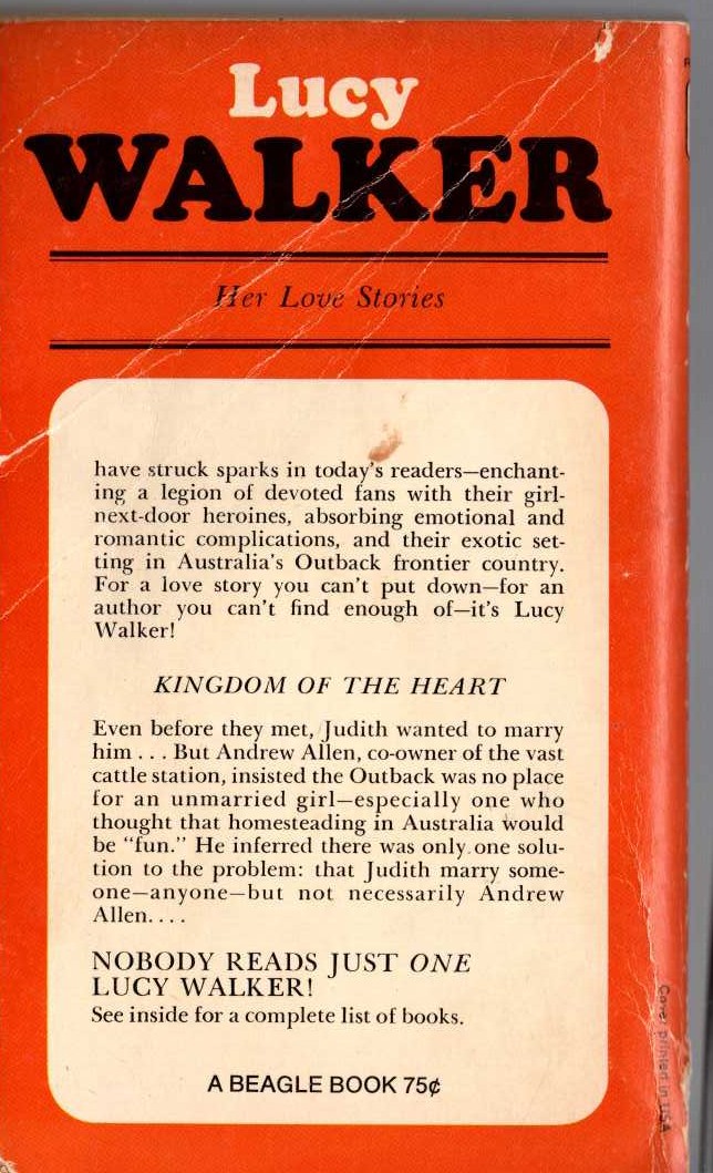 Lucy Walker  KINGDOM OF THE HEART magnified rear book cover image