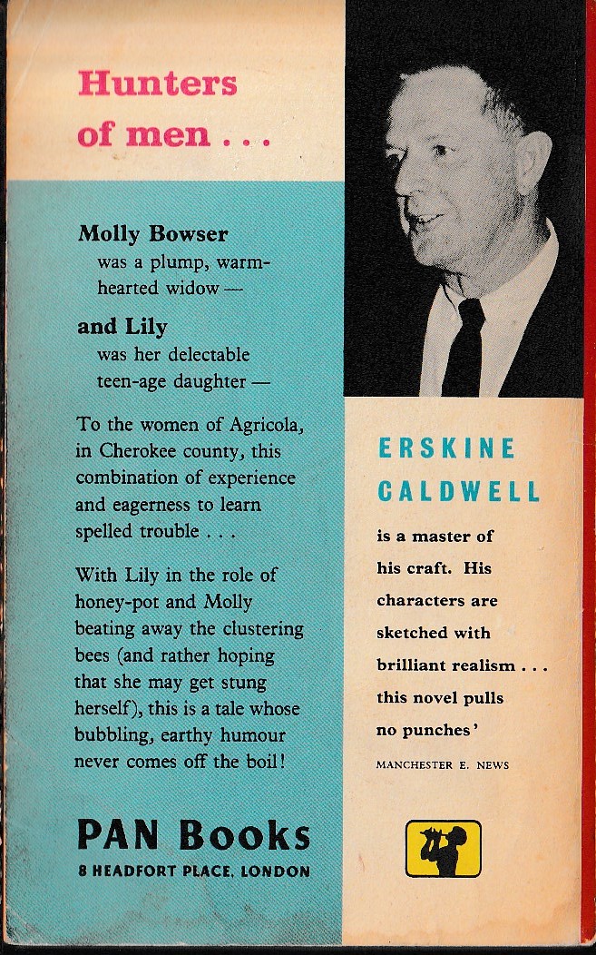 Erskine Caldwell  THE SURE HAND OF GOD magnified rear book cover image