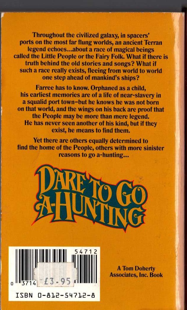Andre Norton  DARE TO GO HUNTING magnified rear book cover image