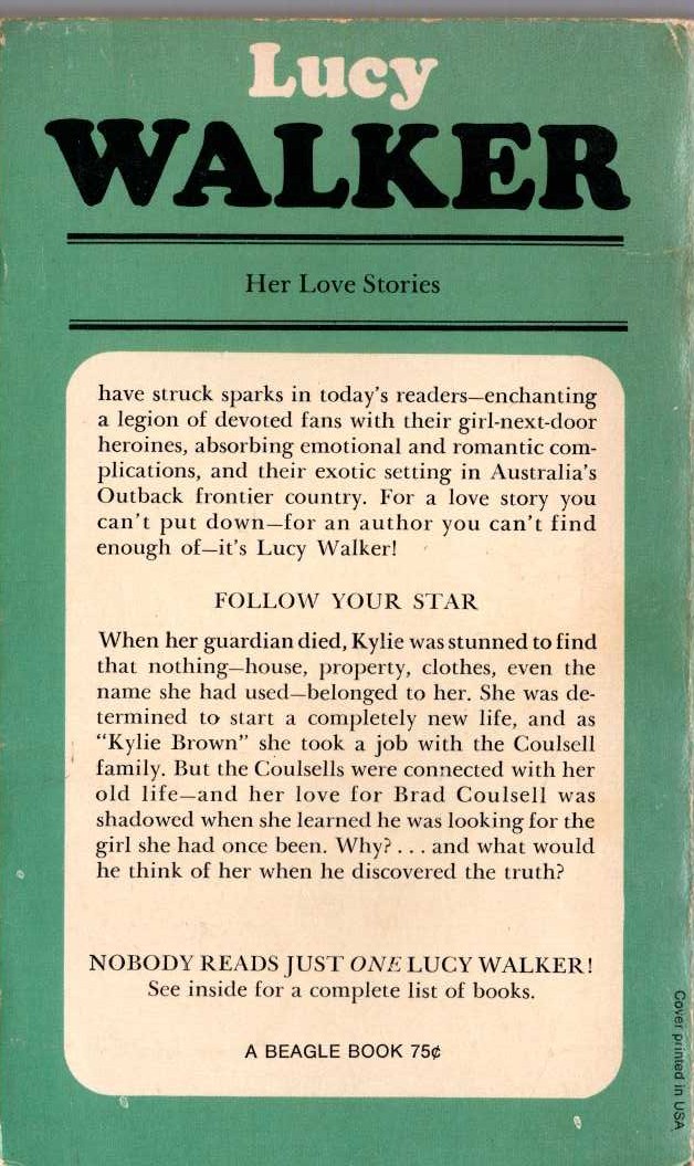 Lucy Walker  FOLLOW YOUR STAR magnified rear book cover image
