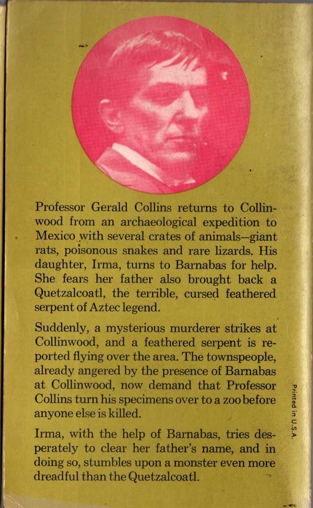Marilyn Ross  BARNABAS, QUENTIN AND THE SERPENT magnified rear book cover image