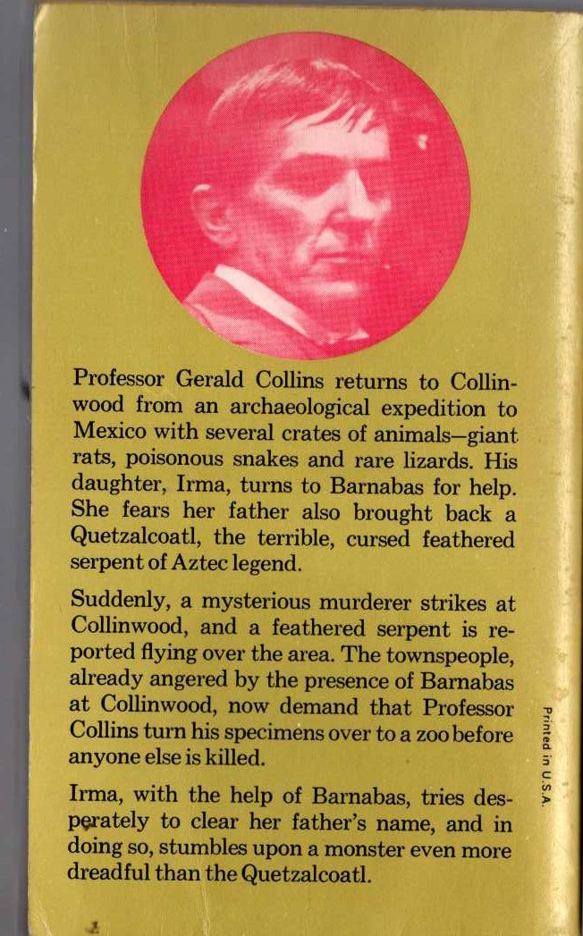 Marilyn Ross  BARNABAS, QUENTIN AND THE SERPENT magnified rear book cover image