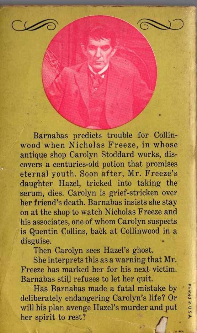 Marilyn Ross  BARNABAS, QUENTIN, AND THE MAGIC POTION magnified rear book cover image