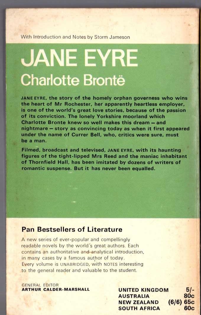 Charlotte Bronte  JANE EYRE magnified rear book cover image