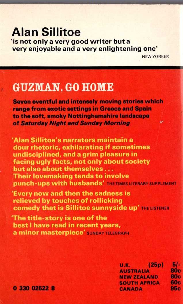Alan Sillitoe  GUZMAN, GO HOME magnified rear book cover image