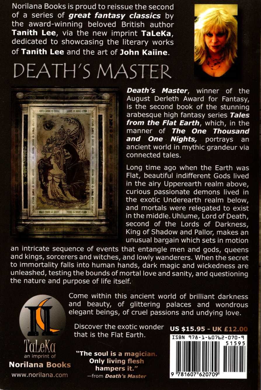 Tanith Lee  DEATH'S MASTER magnified rear book cover image