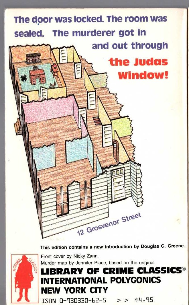 Carter Dickson  THE JUDAS WINDOW magnified rear book cover image