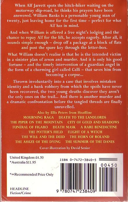 Ellis Peters  NEVER PICK UP HITCH-HIKERS! magnified rear book cover image