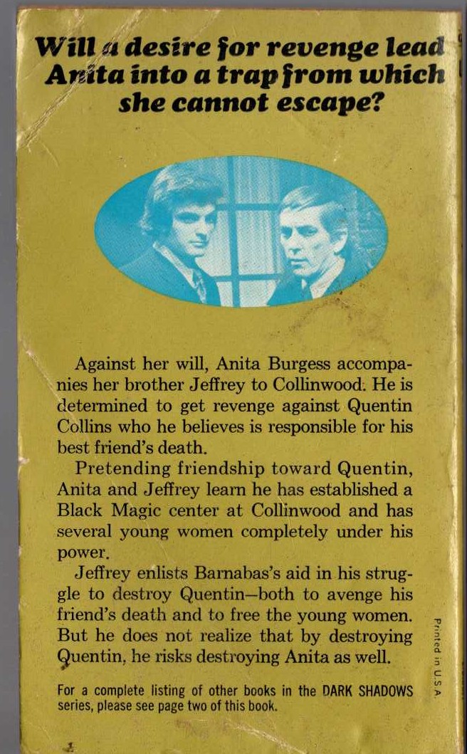 Marilyn Ross  BARNABAS, QUENTIN AND THE WITCH'S CURSE magnified rear book cover image