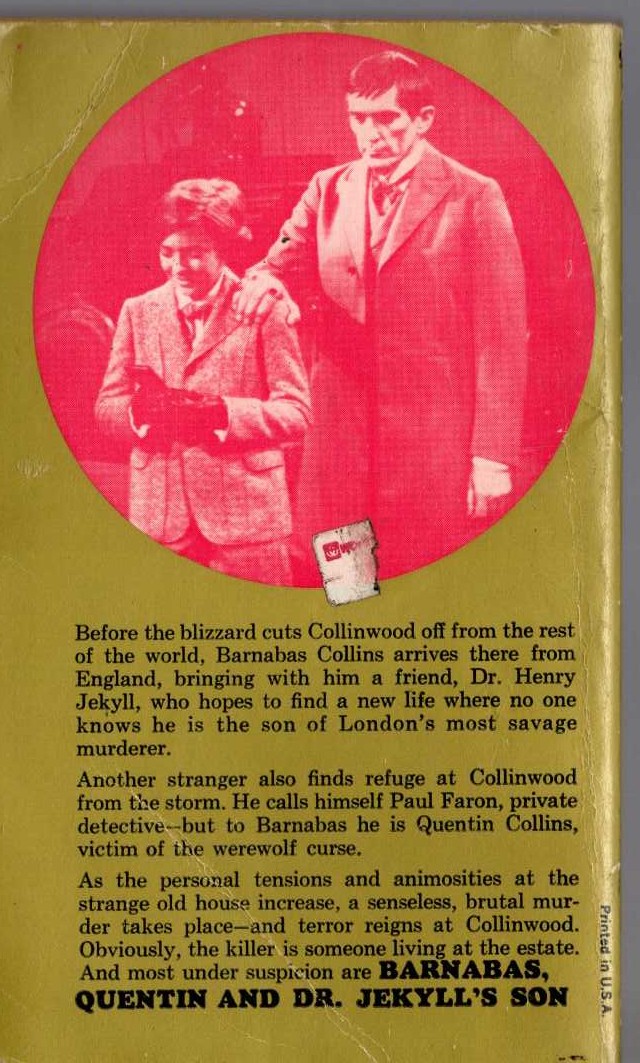 Marilyn Ross  BARNABAS, QUENTIN AND DR. JEKYLL'S SON magnified rear book cover image