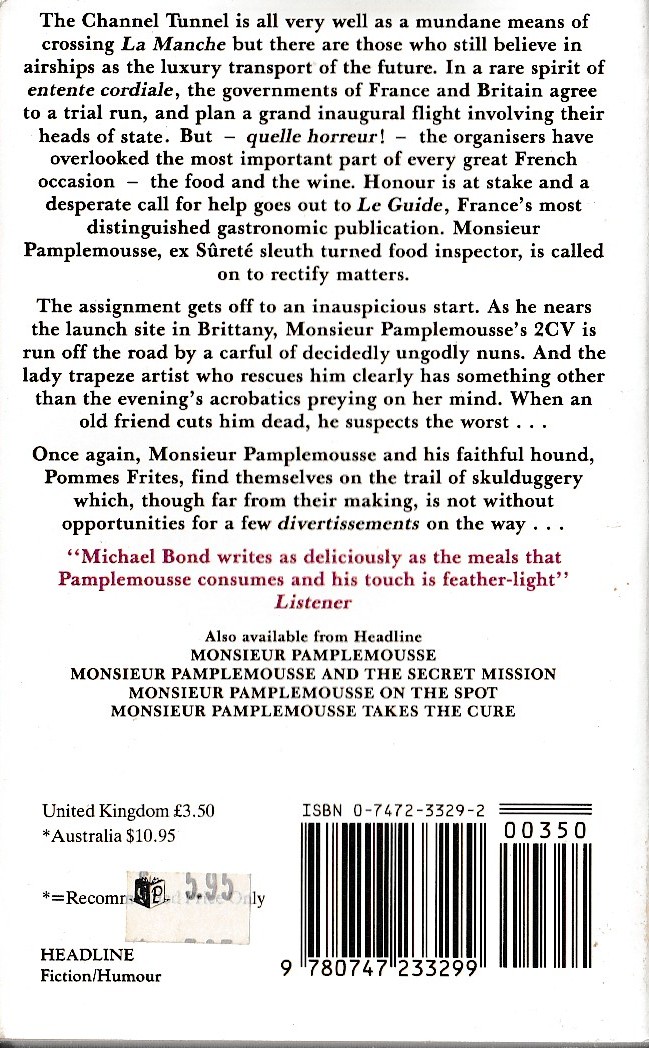 Michael Bond  MONSIEUR PAMPLEMOUSSE ALOFT magnified rear book cover image