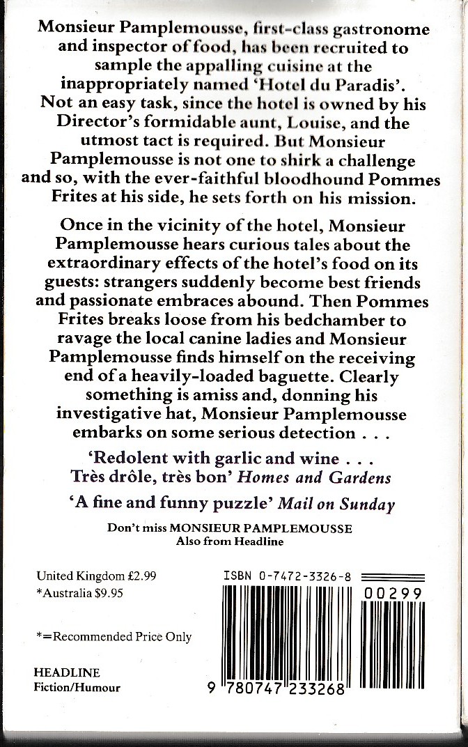 Michael Bond  MONSIEUR PAMPLEMOUSSE AND THE SECRET MISSION magnified rear book cover image