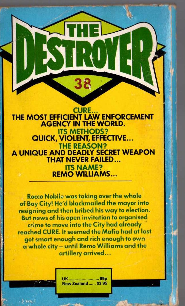 Warren Murphy  THE DESTROYER 38: BAY CITY BLAST magnified rear book cover image