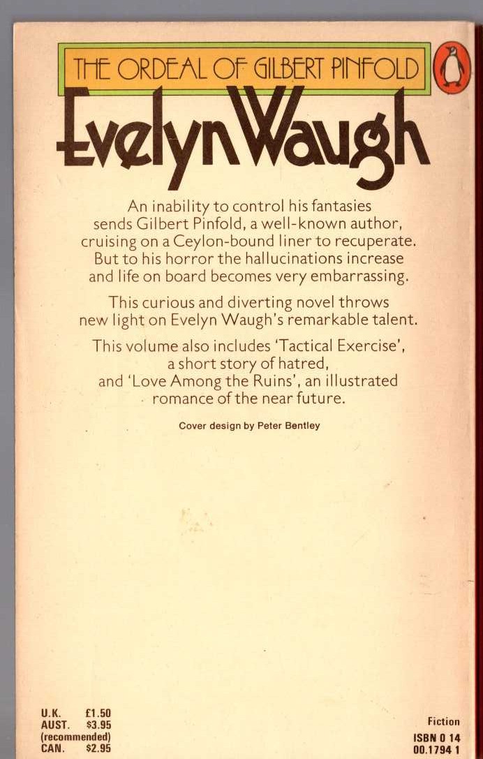 Evelyn Waugh  THE ORDEAL OF GILBERT PINFOLD magnified rear book cover image