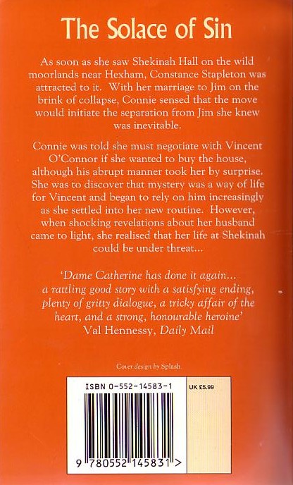 Catherine Cookson  THE SOLACE OF SIN magnified rear book cover image