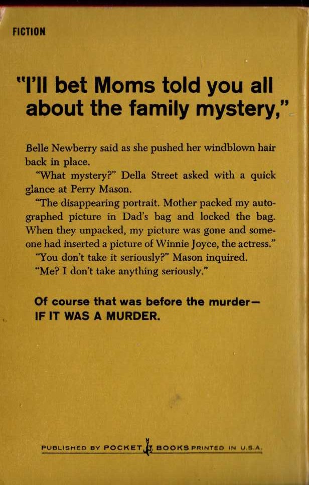 Erle Stanley Gardner  THE CASE OF THE SUBSTITUTE FACE magnified rear book cover image
