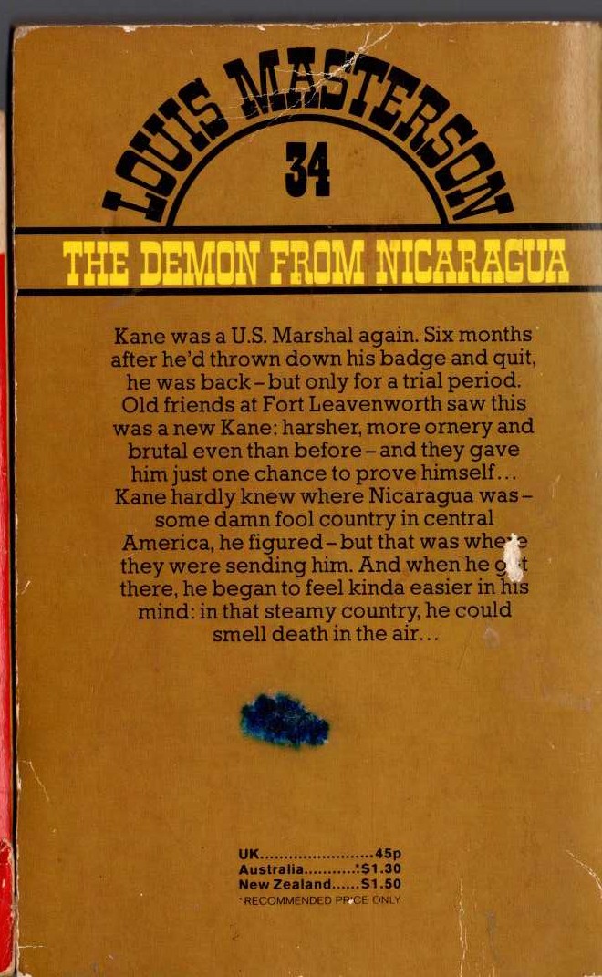 Louis Masterson  THE DEMON FROM NICARAGUA magnified rear book cover image