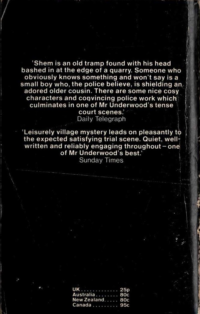 Michael Underwood  SHEM'S DEMISE magnified rear book cover image