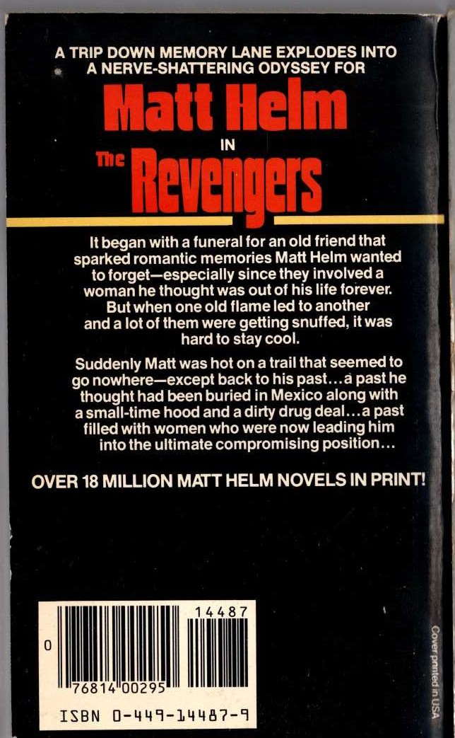 Donald Hamilton  THE REVENGERS magnified rear book cover image