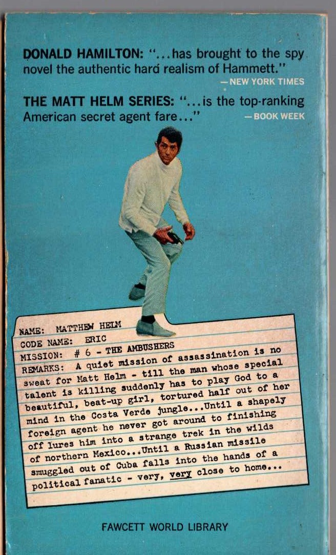 Donald Hamilton  THE AMBUSHERS magnified rear book cover image