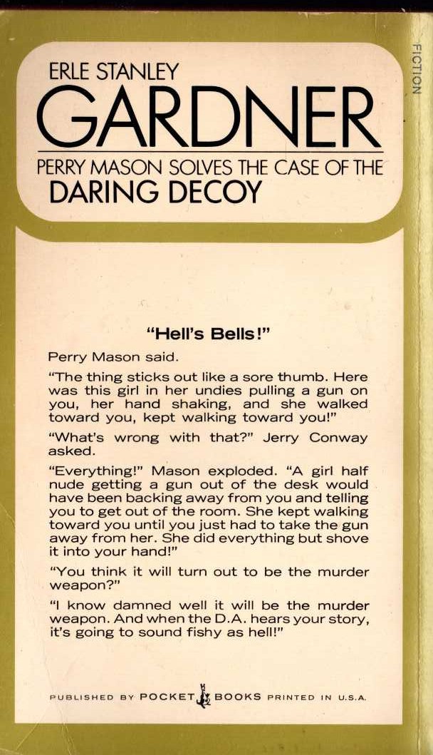 Erle Stanley Gardner  THE CASE OF THE DARING DECOY magnified rear book cover image