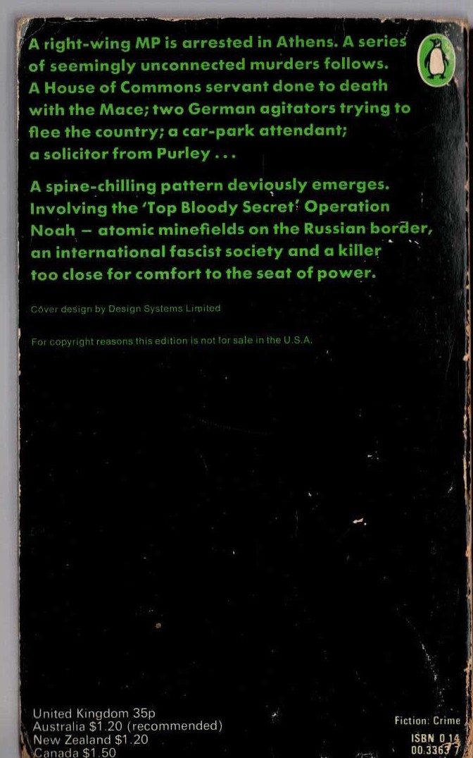 Stanley Hyland  TOP BLOODY SECRET magnified rear book cover image