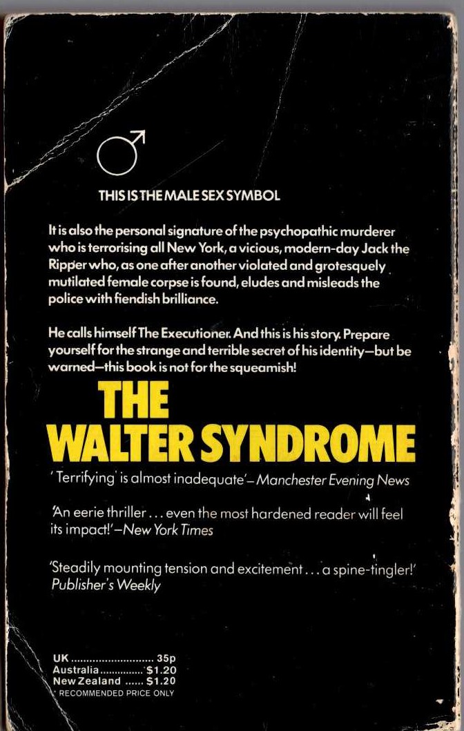 Richard Neely  THE WALTER SYNDROME magnified rear book cover image