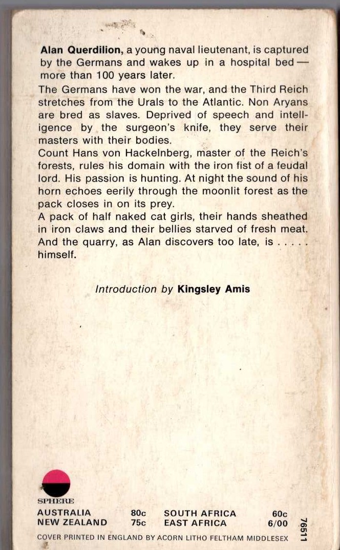 Sarban   THE SOUND OF HIS HORN magnified rear book cover image