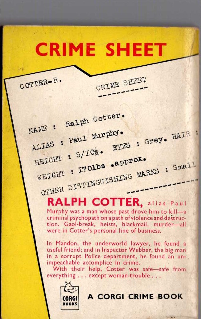 Horace McCoy  KISS TOMORROW GOODBYE magnified rear book cover image