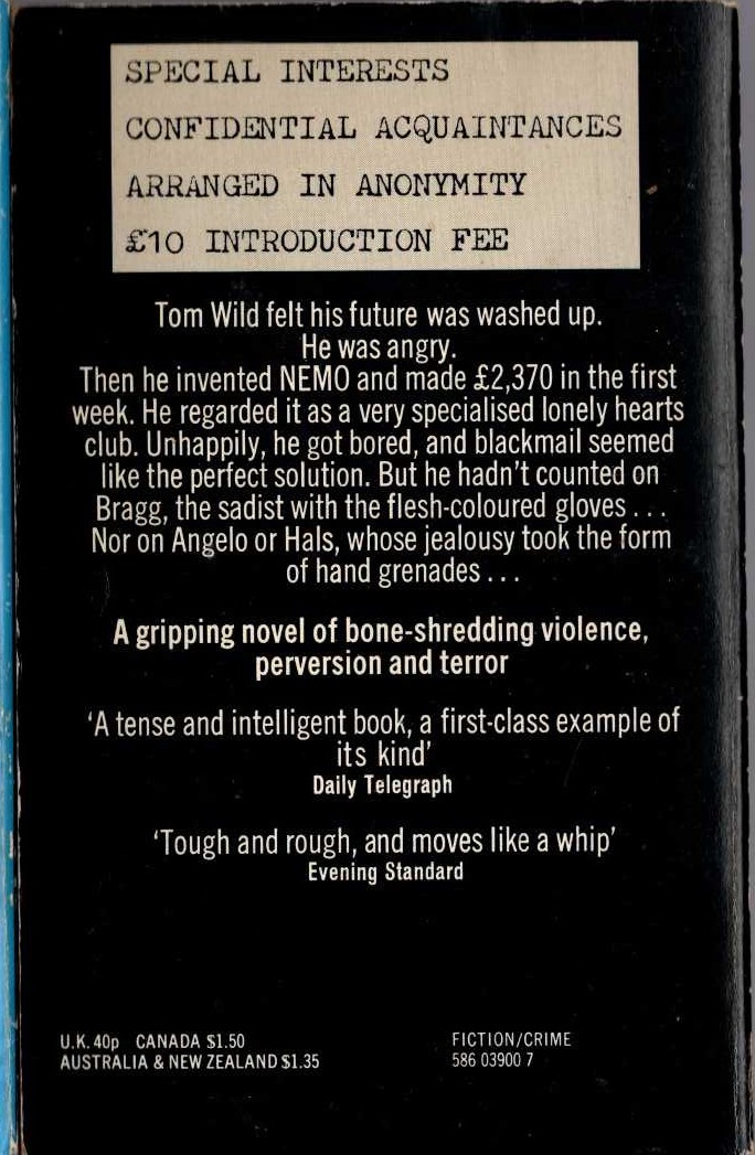 Reg Gadney  SEDUCTION OF A TALL MAN magnified rear book cover image
